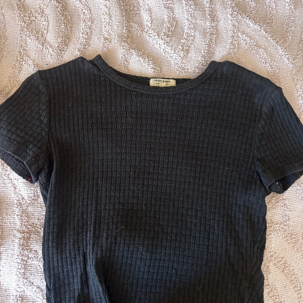 Heart Hips Black Ribbed Tee